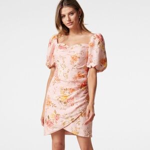 Ever New off shoulder mini tea dress in pink rose size US 4 linen blend